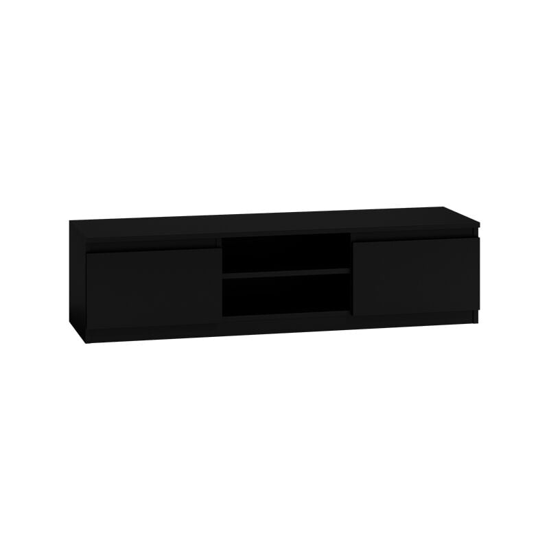 foto del prodotto hucoco tivoli mobile tv in stile moderno 140x40x36cm 2 nicchie 2 ante contenitori tv audio effetto legno
