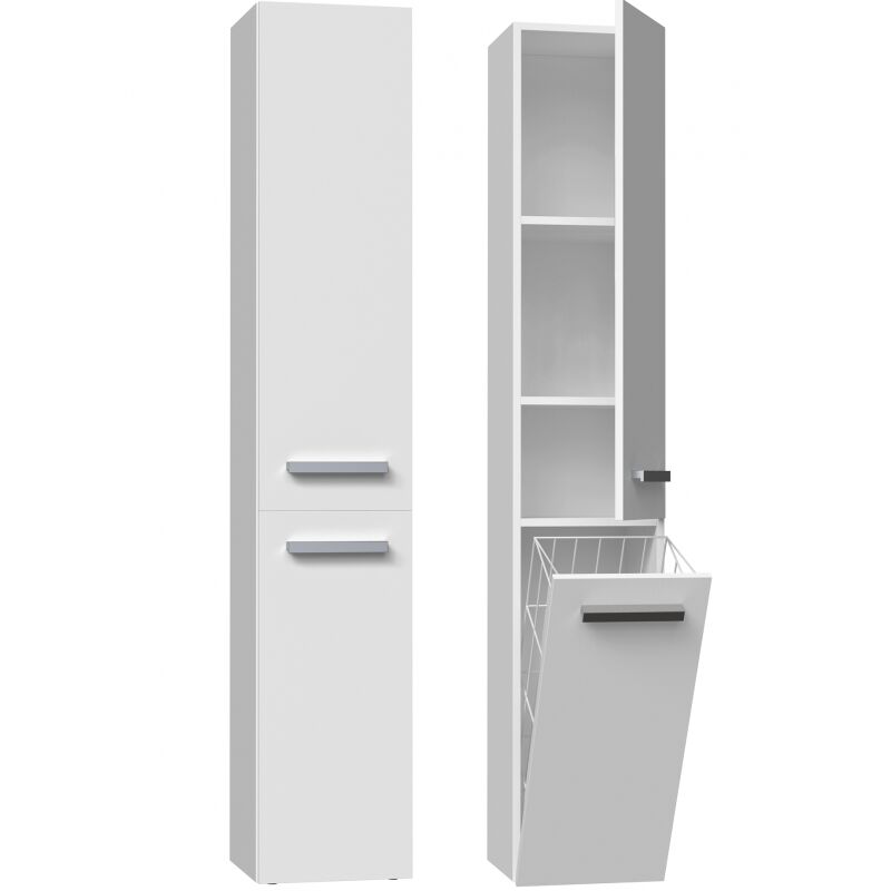 foto del prodotto hucoco yana mobile bagno con portabiancheria 31x30x174 cm colonna portaoggetti bagno