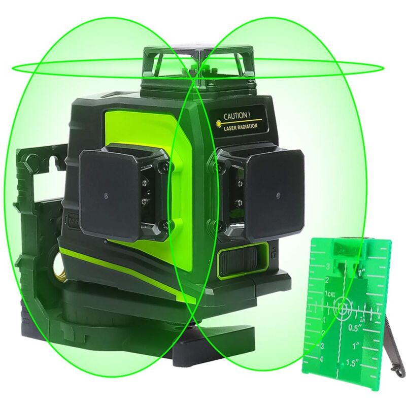 foto del prodotto huepar 3 x 360 laser a linee incrociate verde, livella laser autolivellante commutabile con laser a linee 3d a 360 gradi con funzione a impulsi,