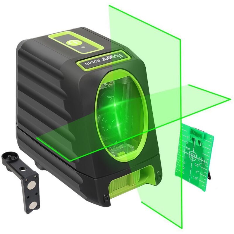 foto del prodotto huepar box 1g laser a linee incrociate verde, laser a linee autolivellante con funzione a impulsi, linea verticale e orizzontale commutabile con