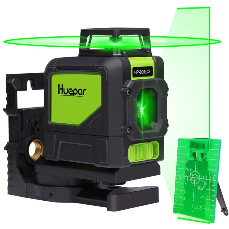 foto del prodotto huepar cross laser autolivellante copertura a 360 gradi linea orizzontale e verticale con 2 modalit plus 901cg
