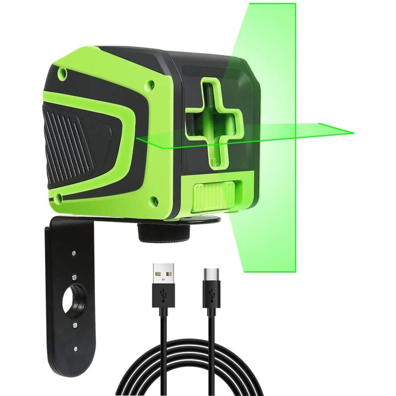 foto del prodotto huepar niveau laser en croix avec batterie li ion rechargeable faisceau vert nivellement automatique avec mode d impulsion pour application au
