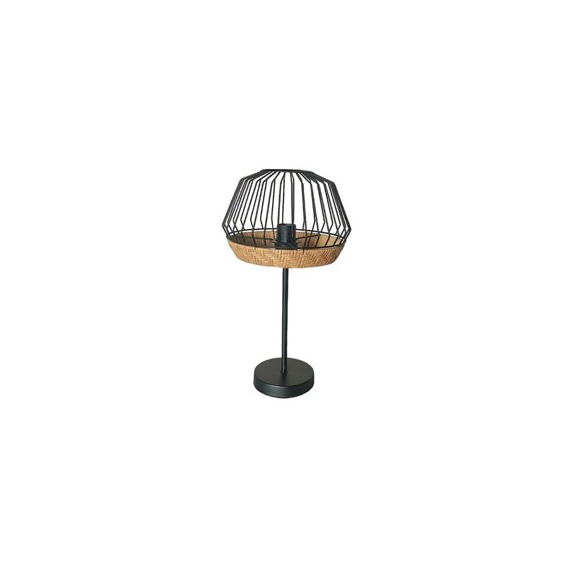 foto del prodotto hugo lampada da tavolo in metallo e rattan nero naturale 1xe27 46x 25x25cm 