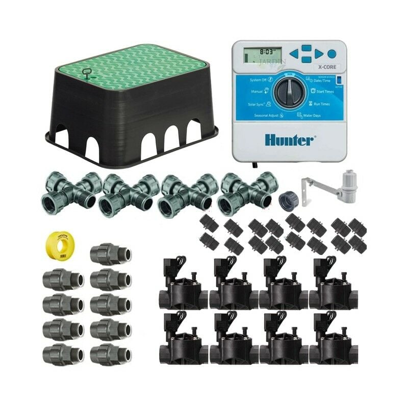 foto del prodotto hunter kit irrigazione automatica professionale rain bird a 8 zone 24v per tubo da 25mm