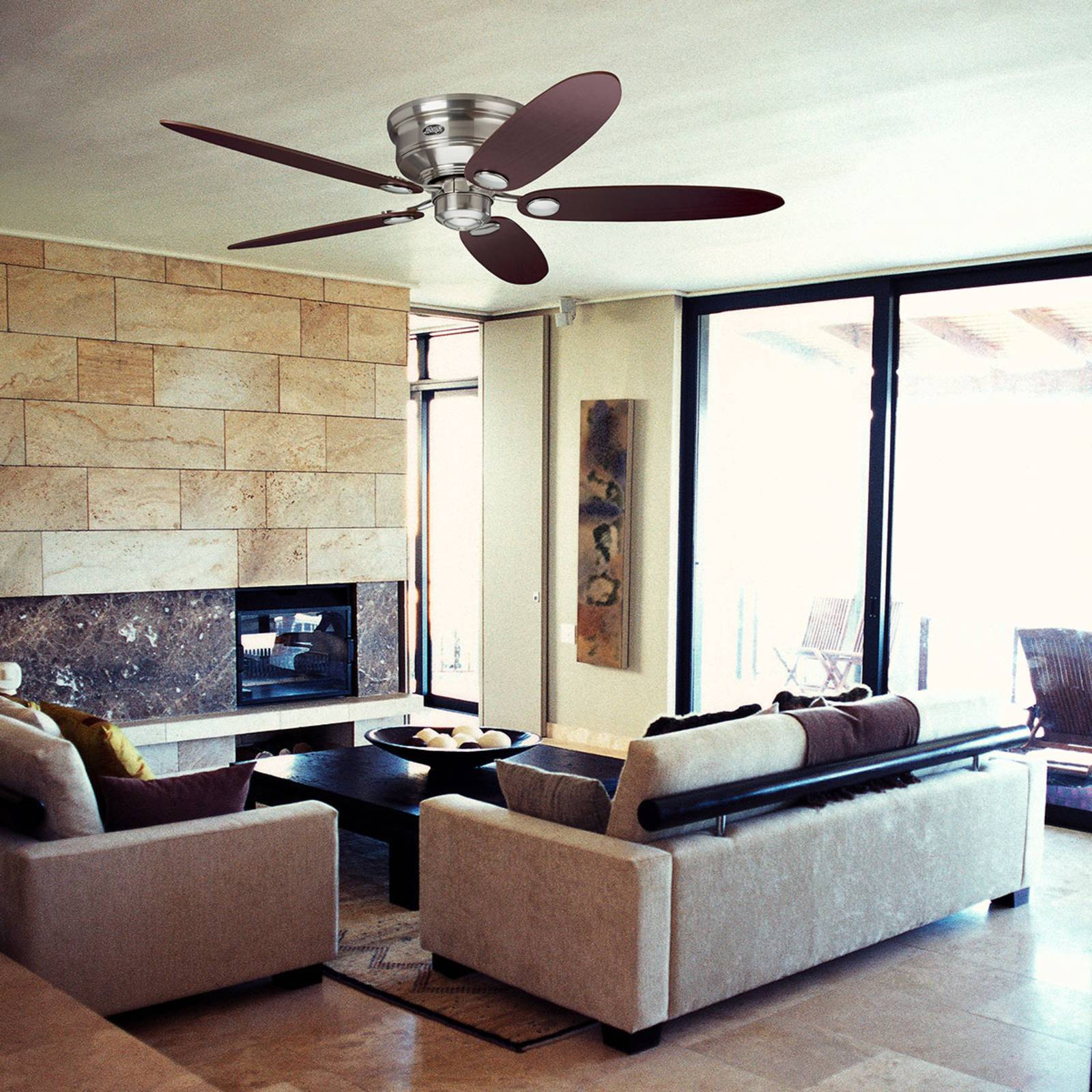 foto del prodotto hunter low profile iii ventilatore marrone acero