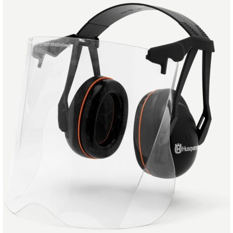 foto del prodotto husqvarna 505665360 - cuffie protettive nere con visiera perspex trasparente
