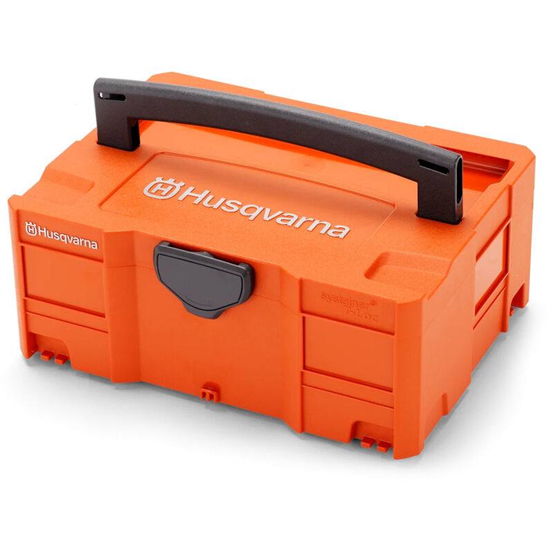 foto del prodotto husqvarna 585428701 armadietto porta batterie e caricabatterie nero e arancione taglia s