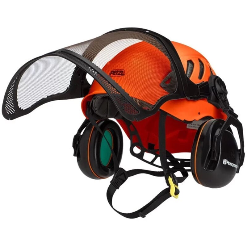 foto del prodotto husqvarna arborist technical 578092301 casco di sicurezza arborista ventilato nero e arancione