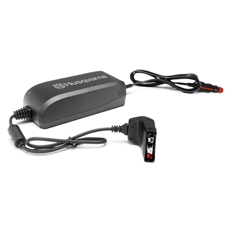 foto del prodotto husqvarna qc80f caricabatteria 12v 80w per batterie ioni di litio nero attacco accendisigari