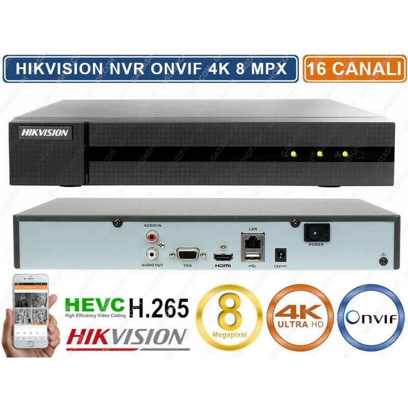 foto del prodotto hwn 4116mh hiwatch series nvr 4k hd 16ch 8mpx h.265 80mbps p2p onvif capacit hard disk 2tb hikvision