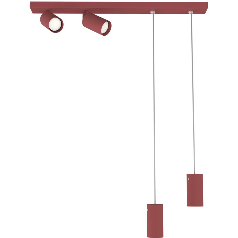 foto del prodotto hybrid plaf sosp, 4x gu10, max 33w, metallo, rosso cowhide, d.6cm lumicom