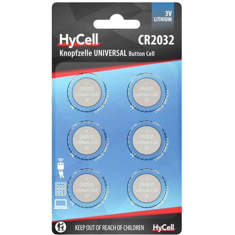 foto del prodotto hycell gmbh hycell batteria a bottone cr 2032 3 v 6 pz. 200 mah litio cr2032