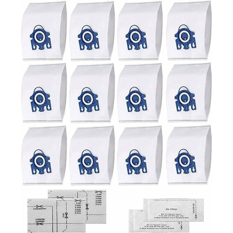 foto del prodotto hyclean 3d fjm sacchetto per aspirapolvere per miele 12 sacchetti, 2 filtri motore, 2 filtri di scarico sacchetto per aspirapolvere per miele gn