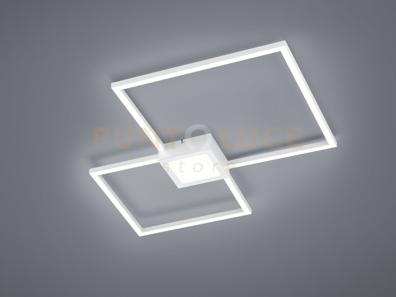 foto del prodotto hydra plafoniera led 28w 3200lm, 4000k bianca doppio quadrato+luce centrale dimmerabile con interruttore l. 65x65cm