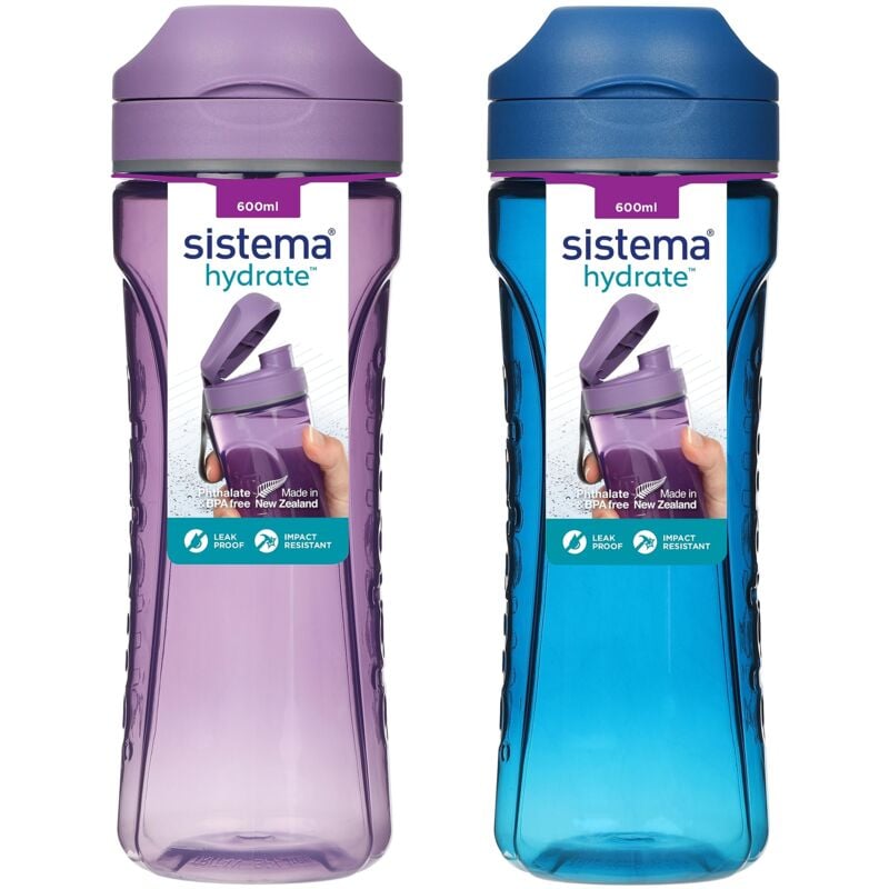 foto del prodotto hydrate tritan active borraccia per lo sport 600 ml borraccia a tenuta ermetica senza bpa blu oceano e viola opaco 2 sistema