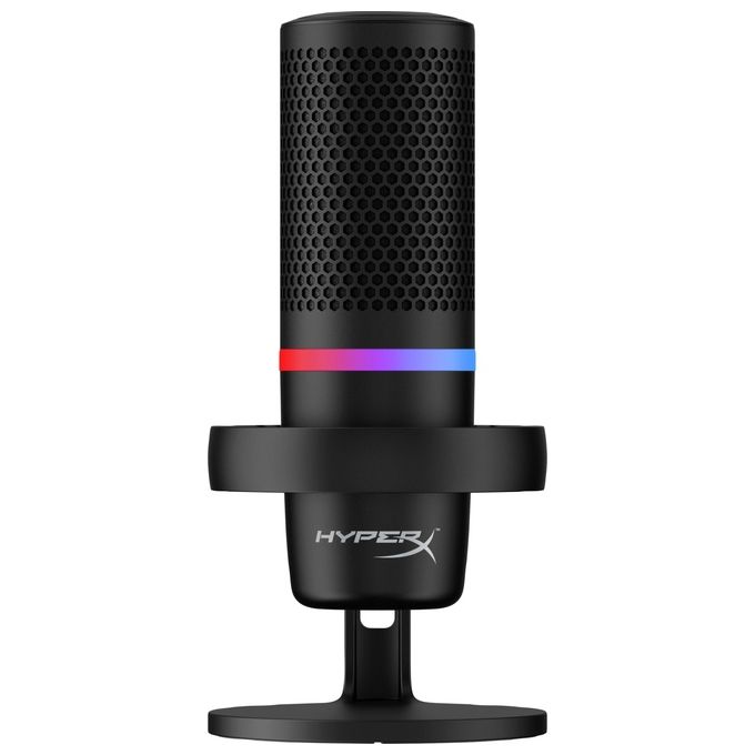 foto del prodotto hyperx duocast microfono da gaming usb a condensatore illuminazione rgb shockmount cardioide omnidirezionale filtropop streaming podcast twitch youtube discord per pc ps5 ps4 mac nero