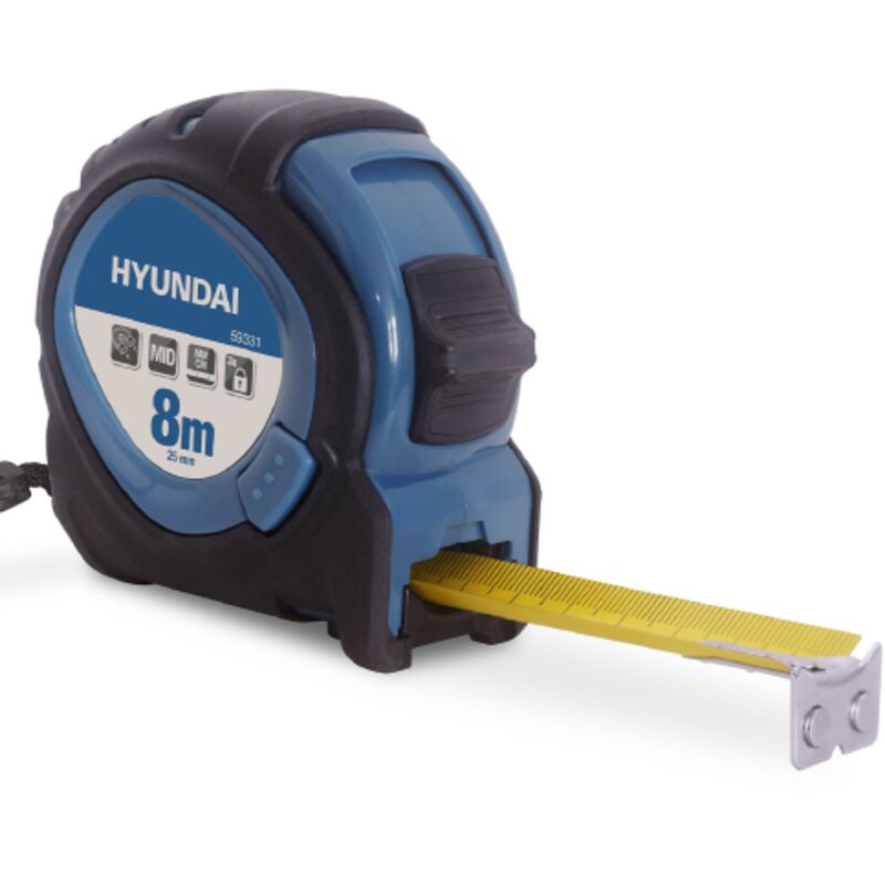 foto del prodotto hyundai 59331 flessometro magnetico metro a nastro 8 mt professionale con cinturino e clip da cintura