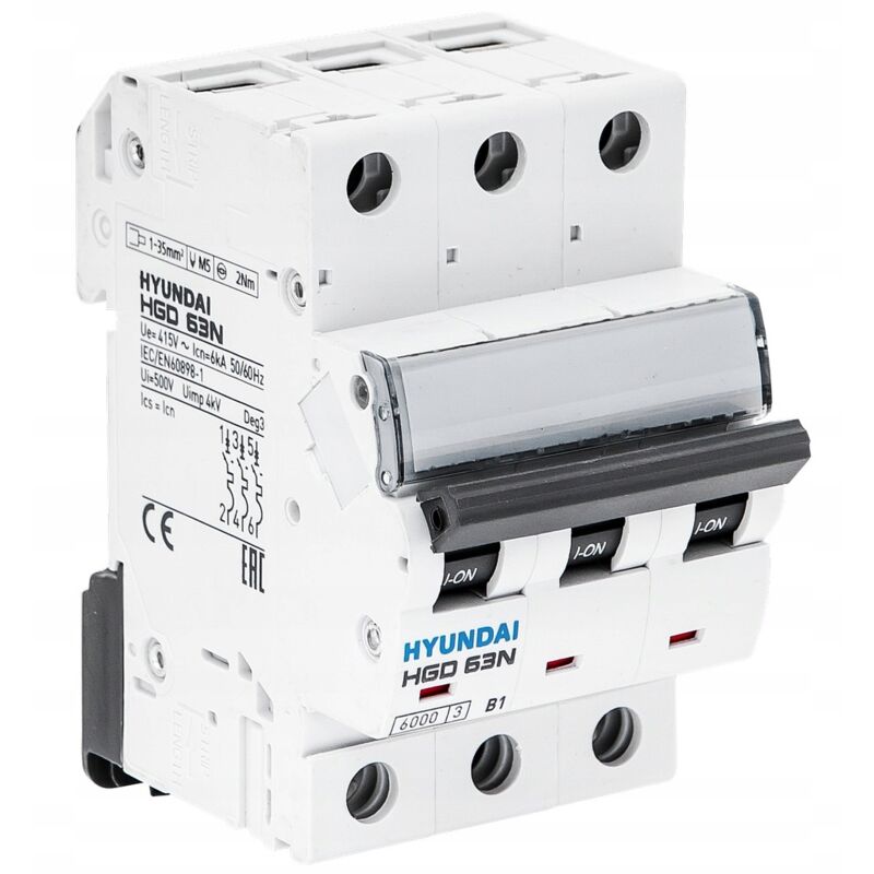 foto del prodotto hyundai hgd interruttore sovracorrente 3p, 6ka, 3a, car. c