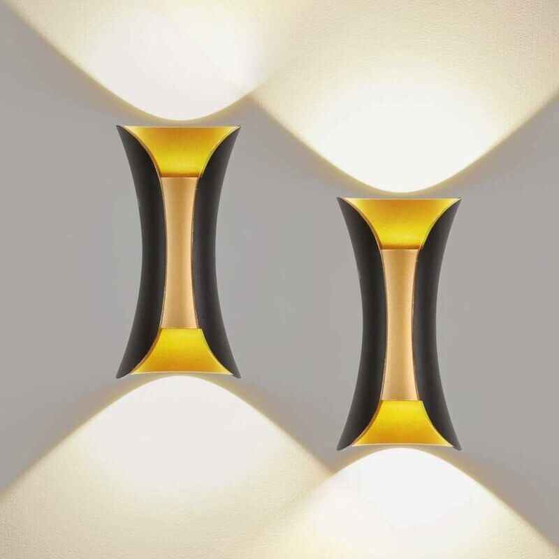 foto del prodotto hyy ar confezioni di luci da parete per interni esterni 10 w, bianco caldo 3000 k, ip65 impermeabile per soggiorno, camera da letto classe