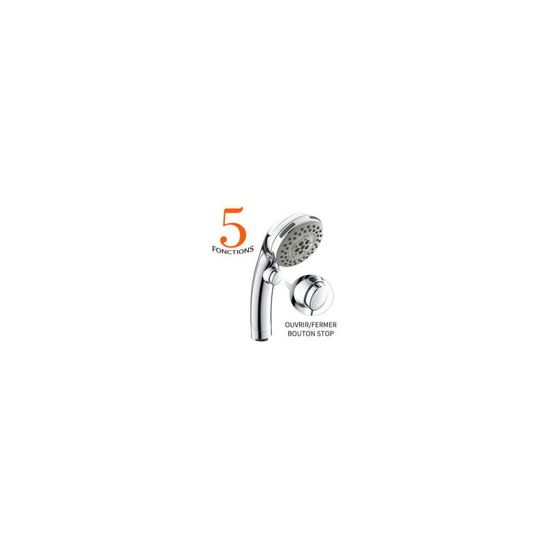 foto del prodotto hyy ar soffione doccia cromato con pulsante di arresto, doccetta manuale, 5 getti tra cui scegliere, soffione doccia, punte anticalcare, tipo