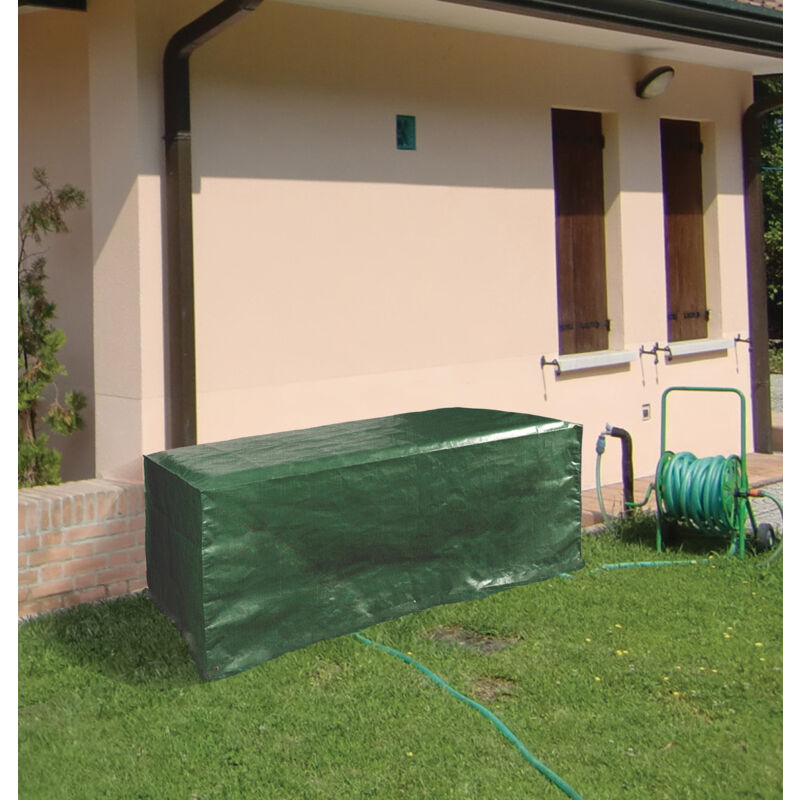 foto del prodotto i giardini del re copertura per tavolo rettangolare da esterno in poliestere verde cm 205x105x70 lavabile e resistente alle intemperie