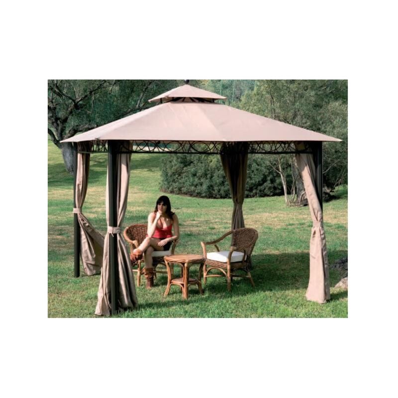 foto del prodotto i giardini del re gazebo eden struttura in acciaio top e teli beige scuro mt.3x3