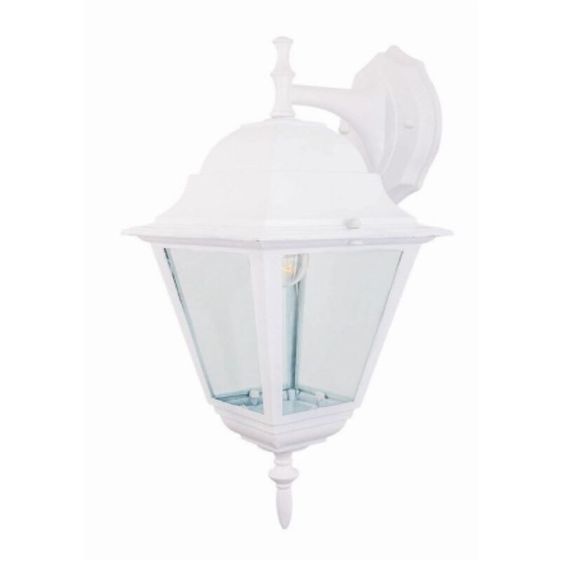 foto del prodotto i giardini del re lanterna new york con braccio cm 41 h in alluminio bianco schermo in vetro per lampade da 60 w giardino esterno
