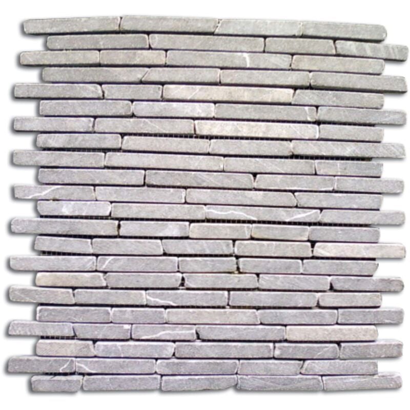 foto del prodotto i giardini del re piastrella mattonella a mosaico 30x30 cm in pietra naturale grigia a listelli per rivestimento interno ed esterno