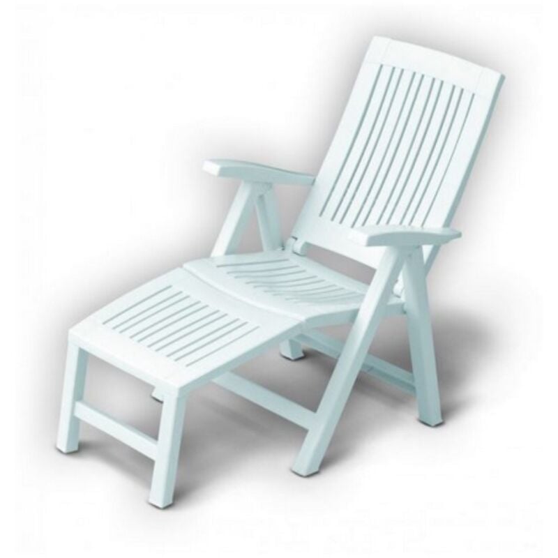 foto del prodotto i giardini del re sedia sdraio con poggiapiedi lucrezia relax in plastica bianca cm 60x103x105 da giardino esterno spiaggia piscina