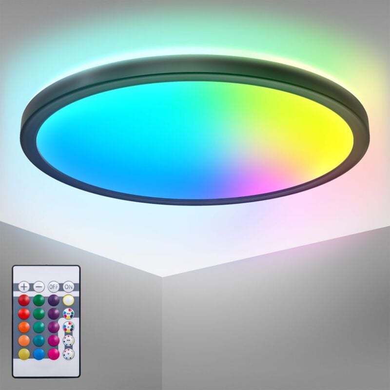 foto del prodotto i lampada da soffitto led rgb rotonda i pannello led ultra piatto i cambio colore i lampada da soffitto rgbw dimmerabile i illuminazione indiretta i