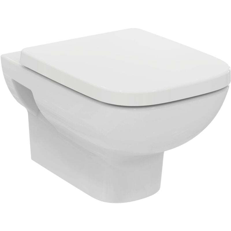 foto del prodotto i.life a, wc sospeso rimls senza brida, water completo di copriwater a chiusura rallentata, e packaging dedicato al trasporto di ceramica, bianco