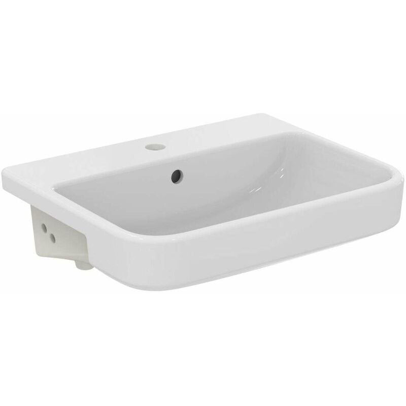 foto del prodotto i.life b, lavabo da semincasso rettangolare 55 cm con foro centrale per la rubinetteria e troppopieno, t461101, bianco ideal standard