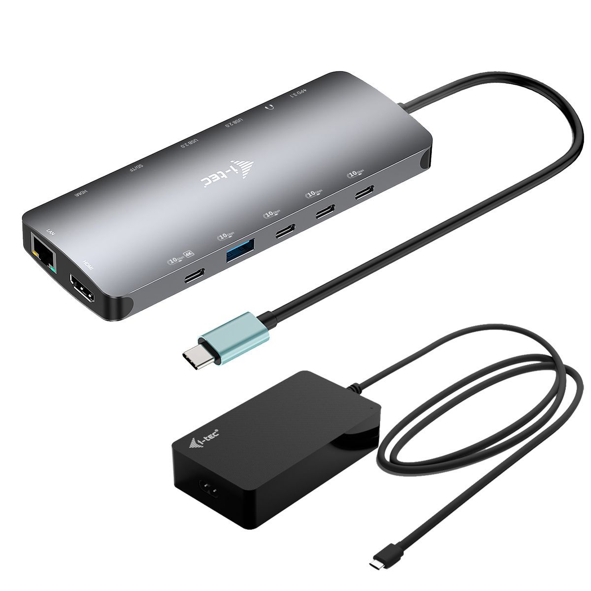 foto del prodotto i tec metal usb c nano 3x display dock, 2x hdmi 1x usb c video with power delivery 140w universal charger 140 w