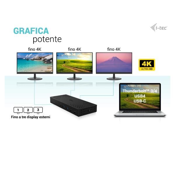 foto del prodotto i tec usb 3.0 usb c thunderbolt, 3x 4k docking station gen 2 power delivery 100w