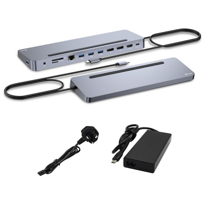 foto del prodotto i-tec usb-c metal ergonomic 3x 4k display docking station with power delivery 100w universal charger 100w