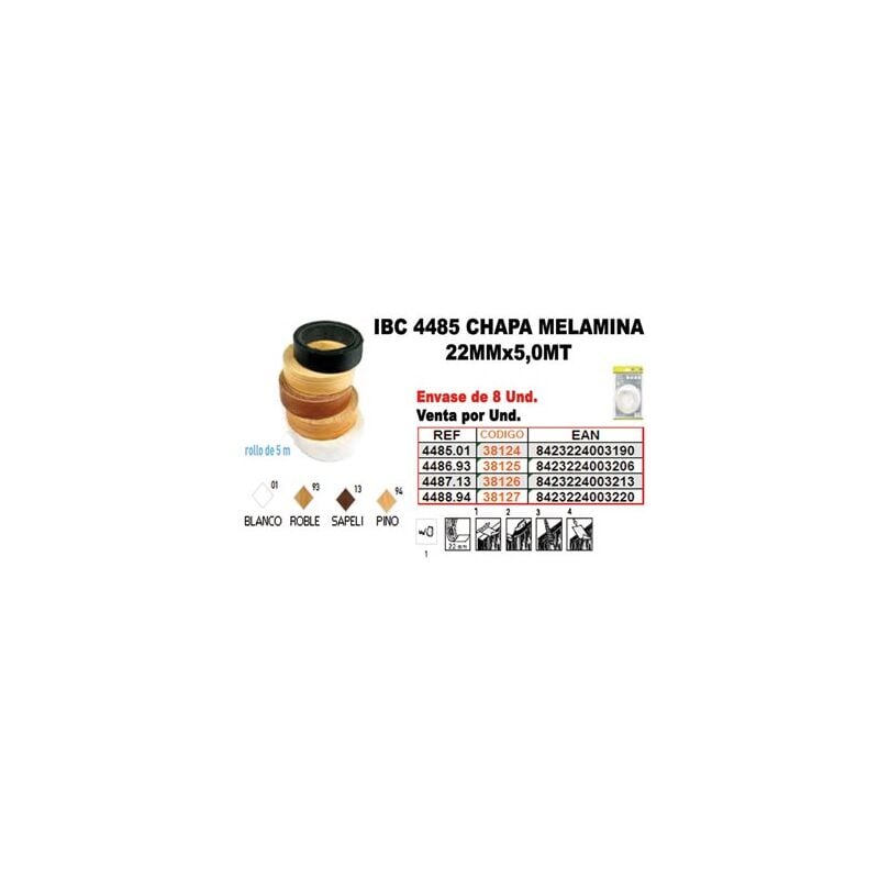 foto del prodotto ibc 4 485 impiallacciatura di melammina 22 mm x 5,0 m 01 bianco