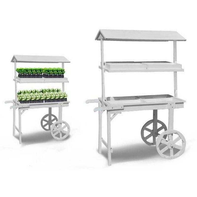 foto del prodotto ibergarden - supporto per vasi con ruote wp15014-w legno 121 x 171 x 59 cm