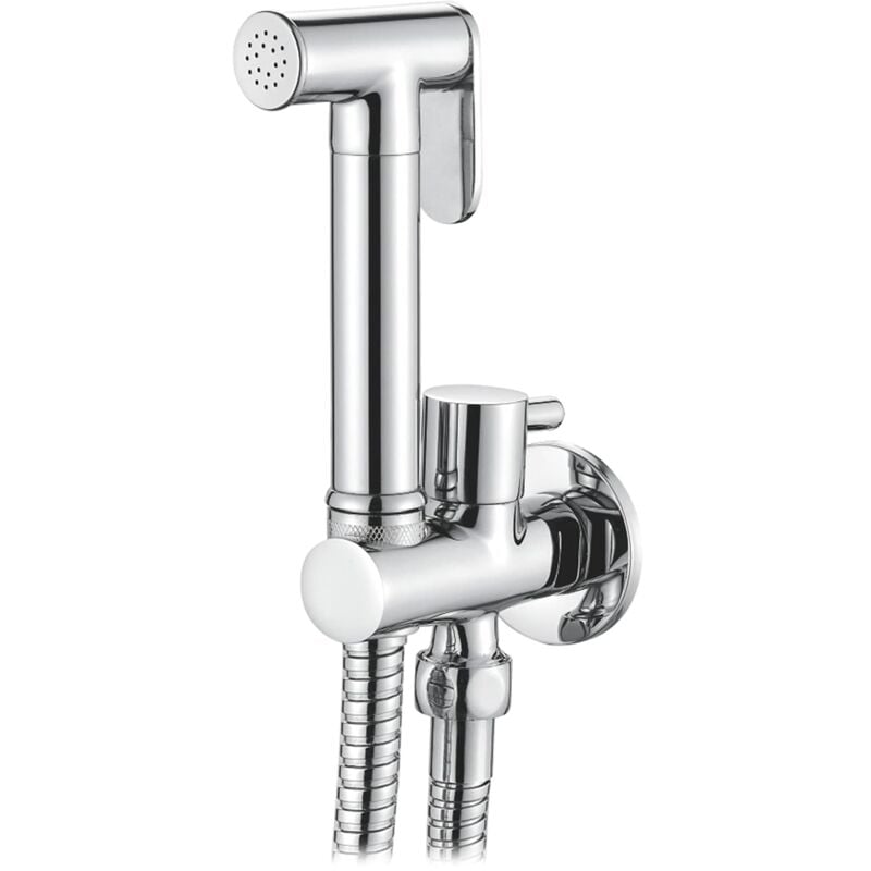 foto del prodotto ibergrif doccetta per bidet con miscelatore, supporto e flessibile, acqua fredda, finitura cromo, m22015r