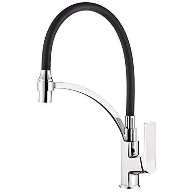 foto del prodotto ibergrif m14004 2 rubinetto lavello cucina nero, rubinetto cucina con doccetta estraibile, miscelatore lavello con bocca flessibile, miscelatore