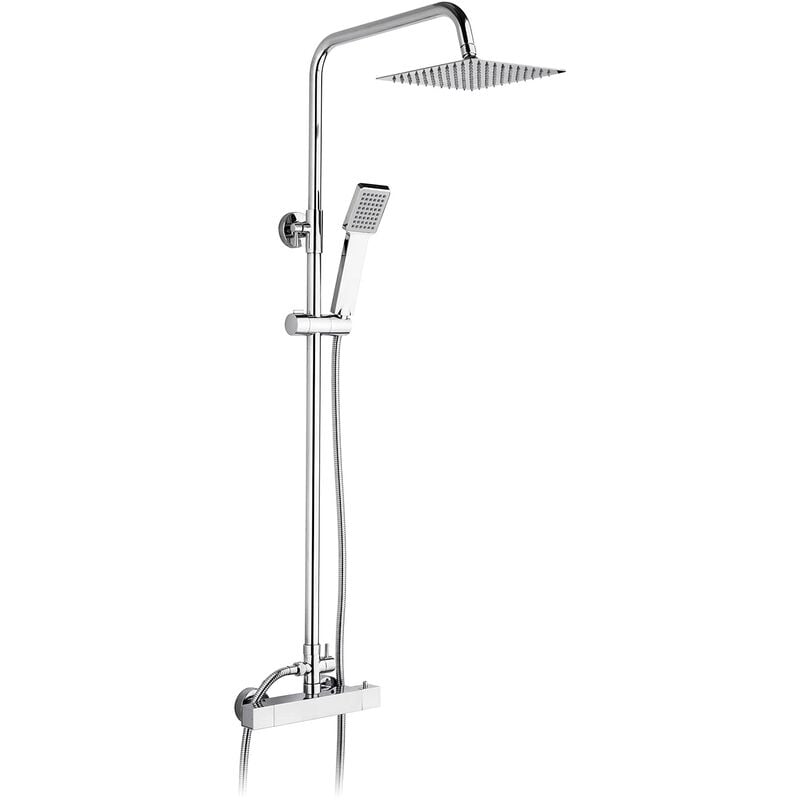 foto del prodotto ibergrif m21807 colonna doccia termostatico, doccia soffione completo, set doccia con soffione e doccetta, asta per doccia regolabile a muro,