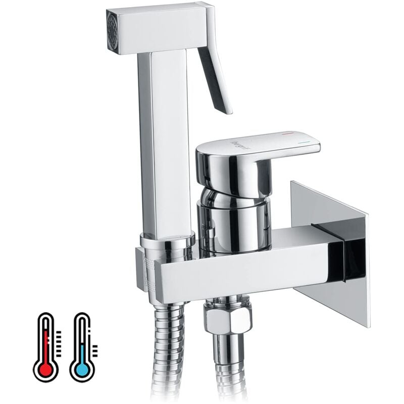 foto del prodotto ibergrif m22019 kit doccetta esterno per wc e bidet, acqua calda e fredda, doccetta bidet a mano doccia per bagno set completo doccia bidet