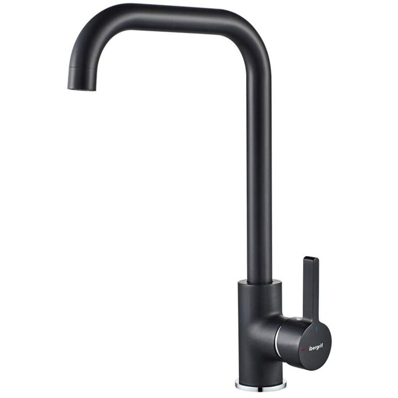foto del prodotto ibergrif m22105b, rubinetto da cucina con bocca girevole a 360 , miscelatore monocomando per lavello, nero