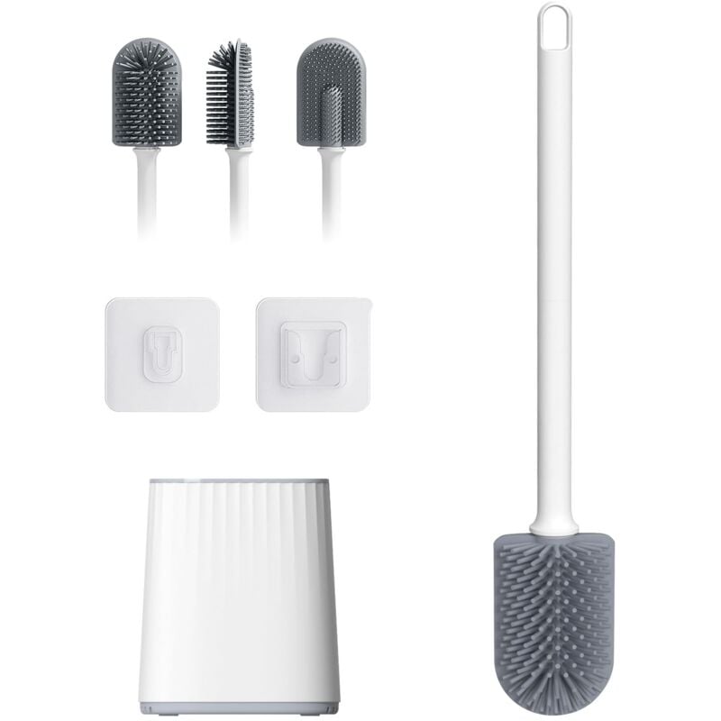 foto del prodotto ibergrif m34151 2 2pcs, scopino per wc e supporto, silicone, bianco, taglia unica