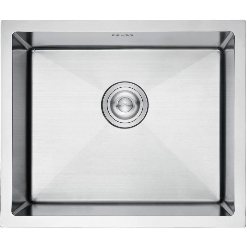 foto del prodotto ibergrif m85043 lavello cucina in acciaio inox 50x43 cm, installazione a sopratop o filotop con sifone antiodore e kit scarico completo