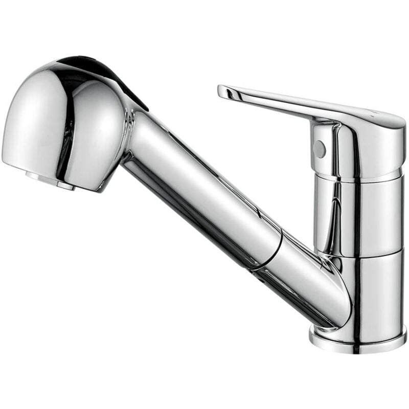 foto del prodotto ibergrif rubinetto lavello cucina con doccetta estraibile miscelatore cucina monocomando 360 girevole, regolazione caldo freddo design moderno,