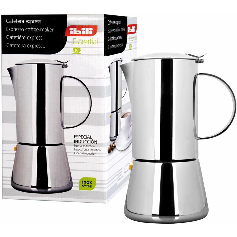 foto del prodotto ibili moka express essential, 4 tazze, 200 ml, acciaio inossidabile, adatta per l induzione