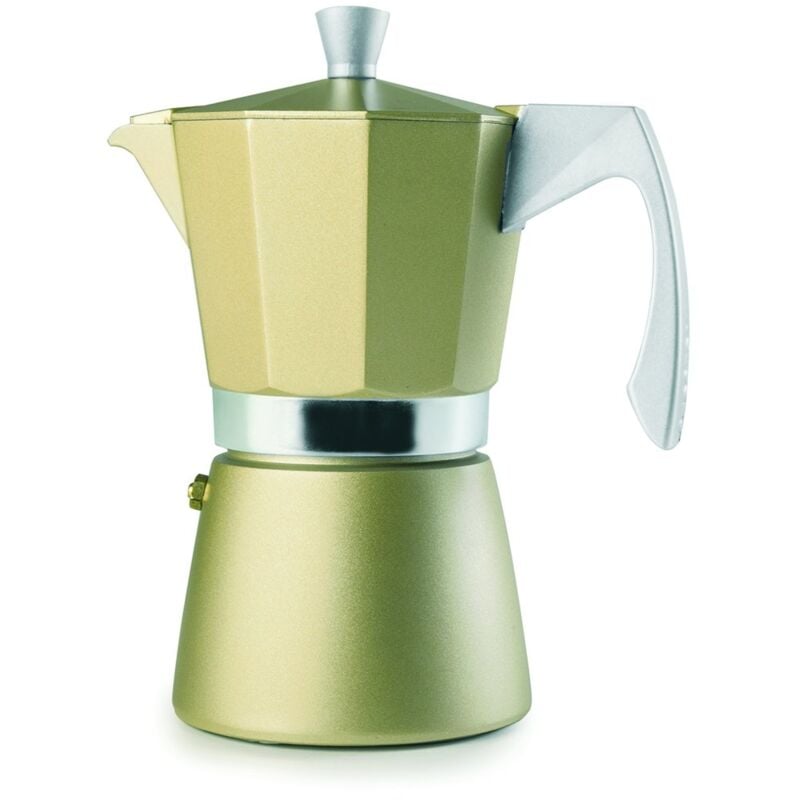foto del prodotto ibili moka express evva golden, 6 tazze, 300 ml, alluminio fuso, adatta per l induzione