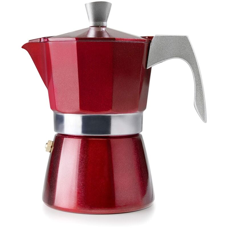 foto del prodotto ibili moka express evva red, 3 tazze, 150 ml, alluminio fuso, adatta per l induzione