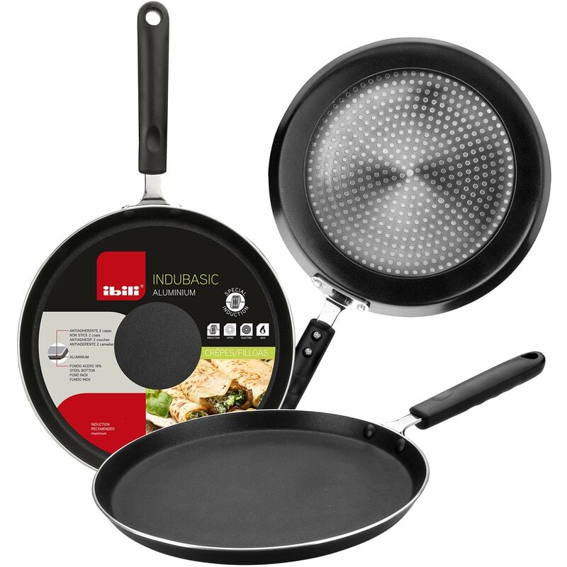 foto del prodotto ibili padella per crepes indubasic, 26 cm, alluminio, antiaderente, a induzione