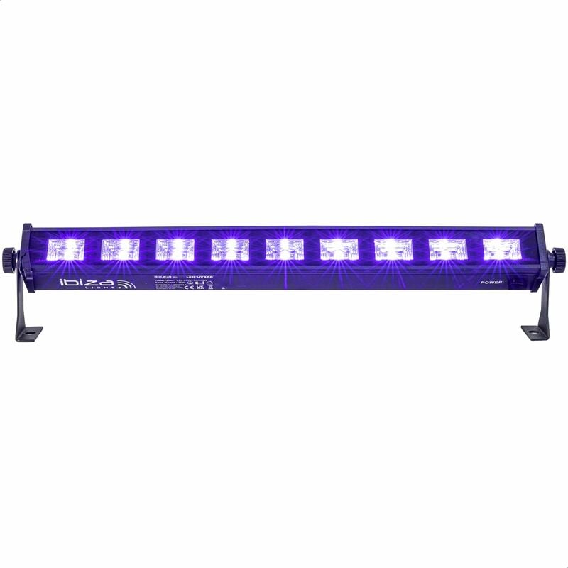 foto del prodotto ibiza led uvbar barra ad effetto uv con 9 led da 3 w ciascuno, luce nera nero